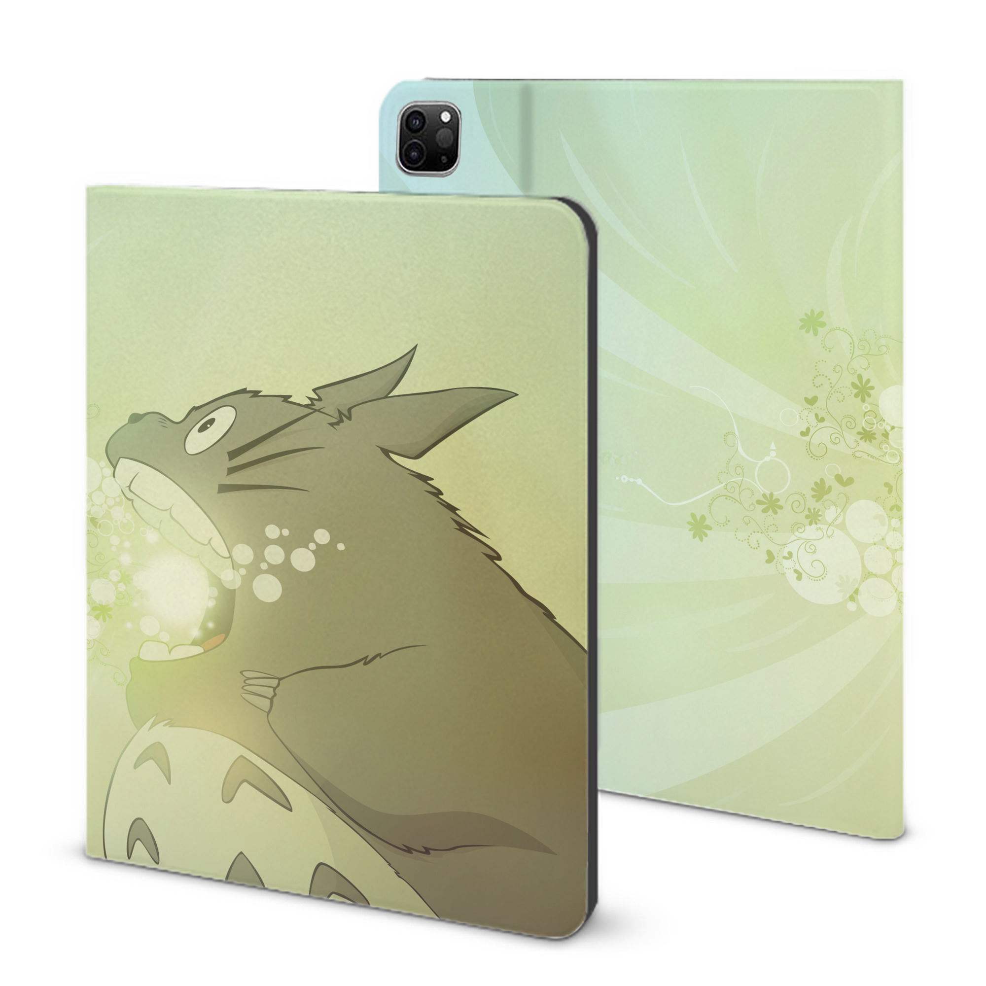 （画像用） となりのトトロ 草壁メイ 草壁サツキ My Neighbor Totoro Satsuki Kusakabe Mei Kusakabe IPad ケース ブック型 PUレザー TPU 耐衝撃 軽量 薄型 ペン収納なし 全面保護 IPad 各モデル対応